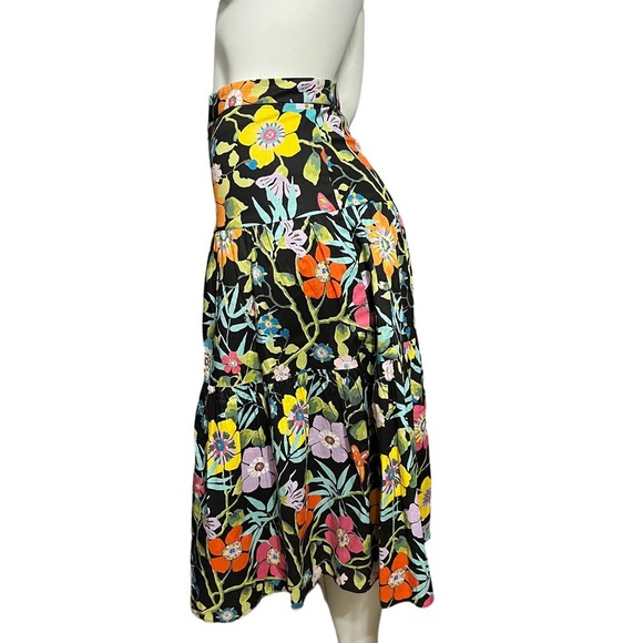 SOLD🌟J. Crew 100% Cotton Floral Drop Waist Midi Skirt Sz-Xtra Small/00 - Picture 2 of 11